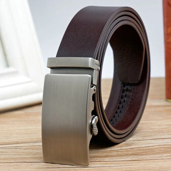 Leather belt men High Quality Genuine Leather Belts Automatic Buckle Belt Adjustable No Hole Belt Jeans Belt for