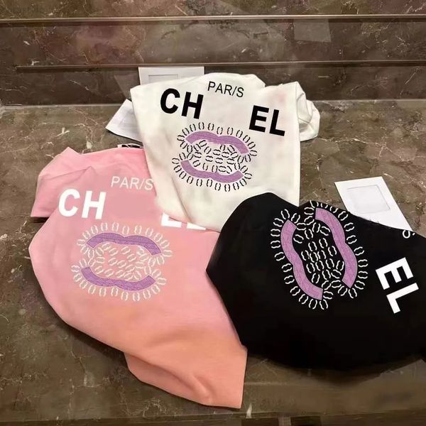 channels shirts Designer T Shirt Summer Short Sleeve Women Tshirt Contrast Colour Embroidery Slim Fit Top TeeMen's and women's cc T shirts 88 942