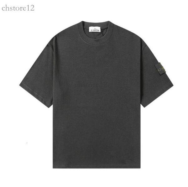 Stones Islends Designer Shirt High Quality Cotton Topstoney Classic Compass Badge Streetwear Trendy Solid Colour Tee Summer Leisure Stones Islends Short Sleeve Cb6