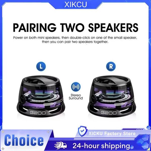 XIKCU Mini Portable Bluetooth G200 RGB Lighting Magnetic Speaker BT5.3 Small Sound Box 7 Hours Playback Phone Holder W260715