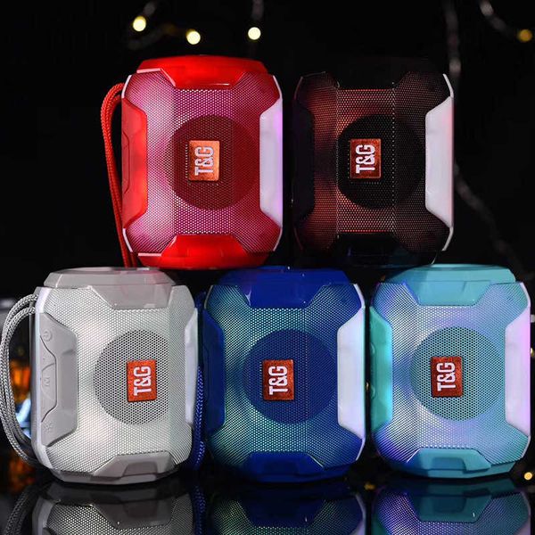New tg162 colorful light portable wireless Bluetooth speaker outdoor card subwoofer creative gift small audio T260715