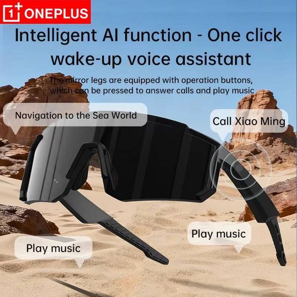 OnePlus AI Intelligent Earphones 2-in-1 Bluetooth Music Call Riding Windproof Goggles Black Technology Glasses W260716