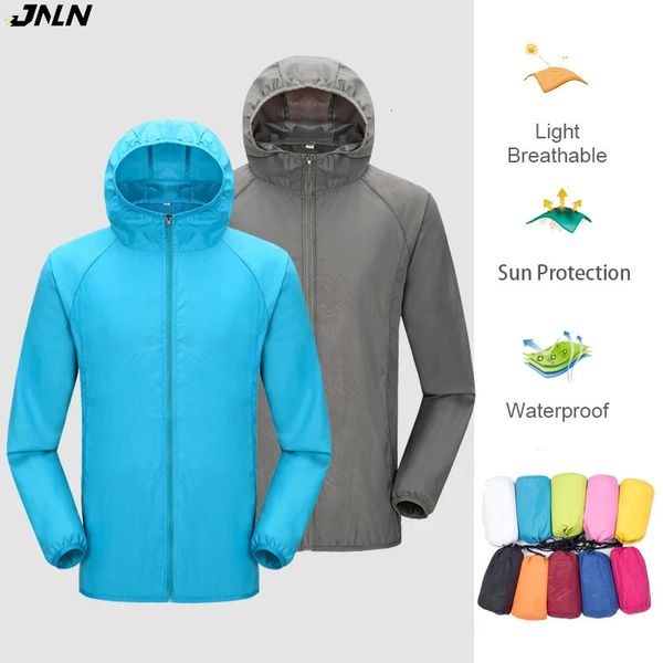 JNLN Camping Rain Jacket Men Women Waterproof Sun Protection Clothing Fishing Hunting Clothes Quick Dry Windbreaker With Pocket 260716