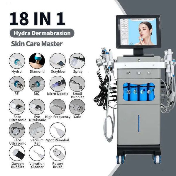 Multifunction Spa Bubble Skin Care Cleaning Tightening Device Professional Hydra Machine 18 In 1 Hydra Dermabrasion Anti-Acne Microneedle Machine
