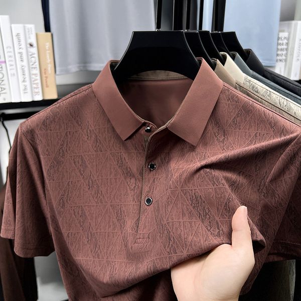 Men's Polos Luxury Brand Man Short-Sleeved Polo Shirt Button Lapel European Ame…