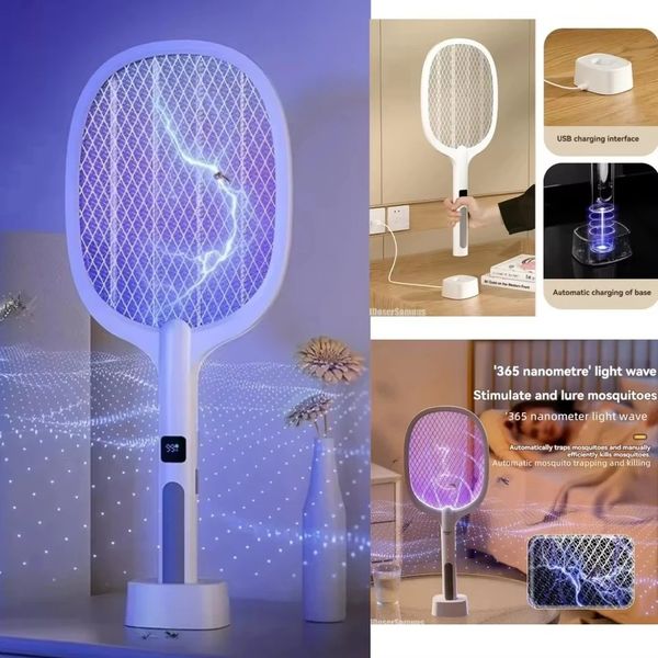 Rechargeable Electric Fly Swatter with Auto Swat Mode 2Layer Mesh ABS Design
