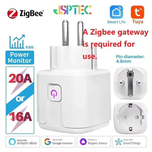 tuya Plug Zigbee EU 16A/20A Smart Socket With Power Monitor Timing Voice Control Works Whit Alexa Google Home Alice W260720