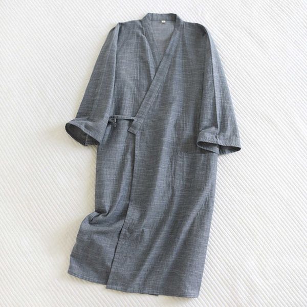 Nightgown Japanese Mens Kimono Light and Breathable Spring Autumn Men Long Kimono Pajamas Loose Robe for Men Oversized Bathrobe J260720