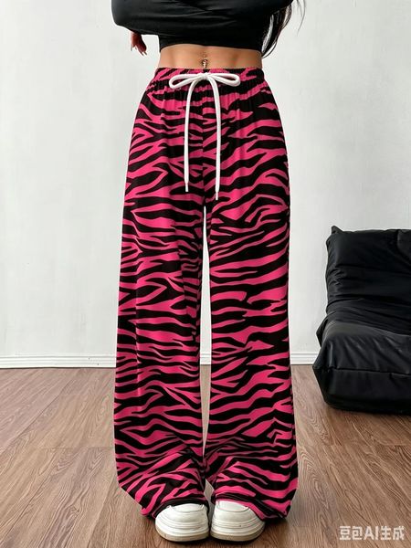 Men's Pants Red Striped 3D Printed Wide Leg For Men And Women Loose Y2K Street Wear Casual Hip-hop