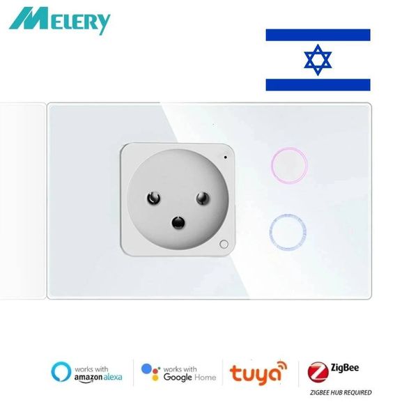 Melery Zigbee Israel Wall Socket Smart Light Switch Electrical Plug Outlet Touch & Remote by Tuya Alexa Google Home Hub Required W260720
