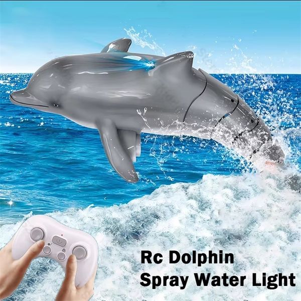 Rc Dolphin Whale Spray Water Light Shark Toy Remote Controlled Boat ship Submarine Robots Fish for Kids Xmas Gifts 260715