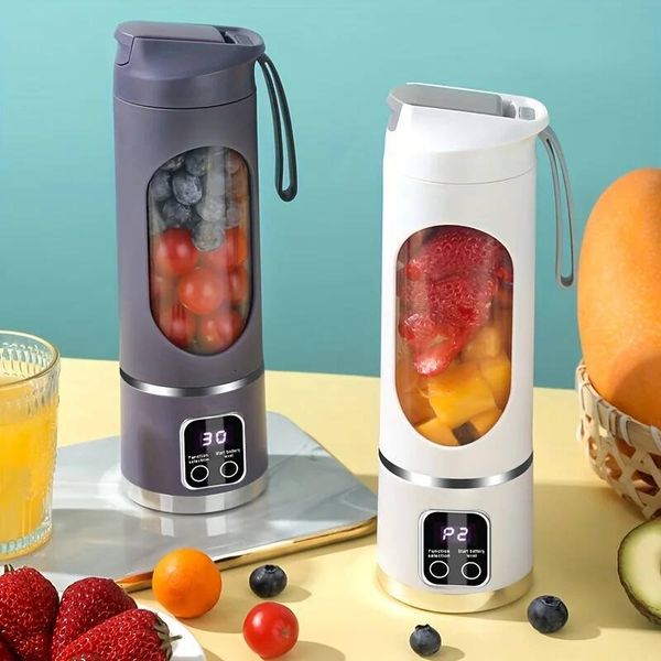 DHgate 450ml Portable Juicer with LED Digital Display USB Charging Outdoor Juicing Cup Home Multifunctional 12-Blade Blender 1500mAh 26L0721 sold by DHgate