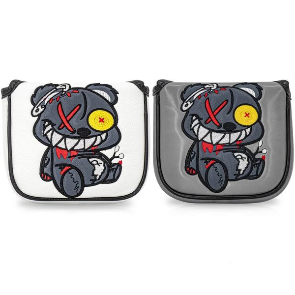 1pc Monocled Bear Design Golf Putter Cover - PU with Advanced Embroidery Suitable for Most Brands, Mallet , 26Y0722