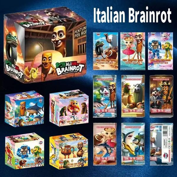 Italian Brainrot Tung Sahur Tralalero Tralala Collection Card Barrage Crocodilo Shimpanzini Bananini Battle Carte Toys b fec