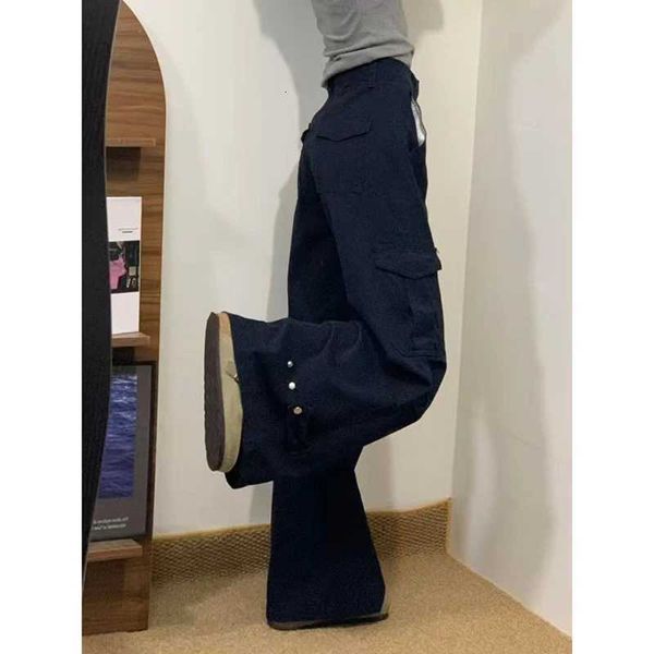 Y2k Blue YIBASHU Cargo Women Jeans Vintage Hiphop Grunge Baggy Denim Trousers Boyfriend style Jeans Pants Wide Leg Denim Pants J260729