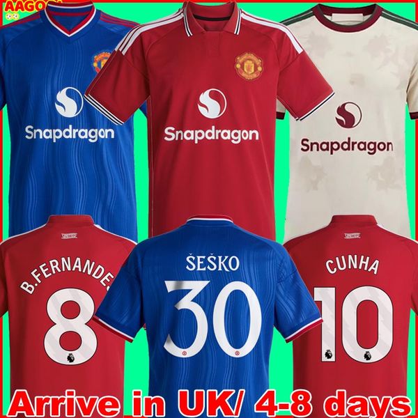 Manchester Unite soccer jersey 26 27 football shirt kit UTDs Unitedjersey CUNHA B. FERNANDES TIELEMANS MBEUMO SESKO ANDREY SANTOS kids uniforms utdkit 2026 2027
