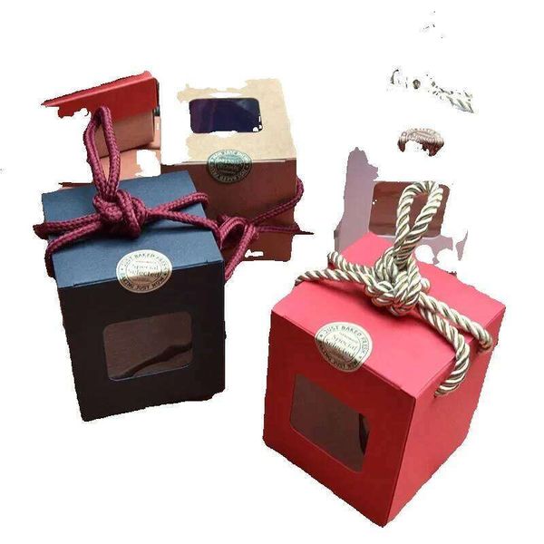 Creative design kraft paper gift Clear Window honey jam tea brown sugar box Candy Box With Rope LX0232