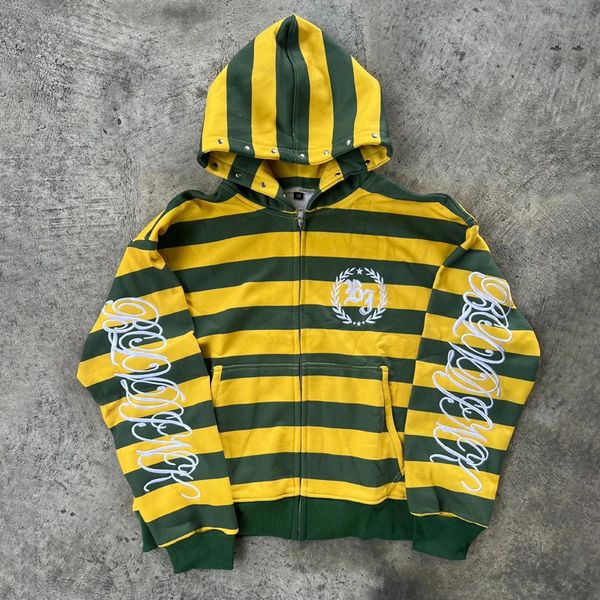 Y2K Street Kid Zip Up Hoodie Stripe Rivet — compare prices at CompareOffers