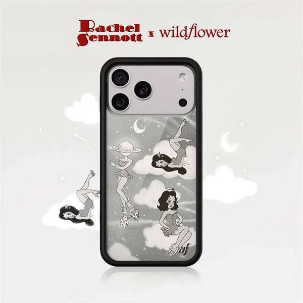 Wildflower ins Rachel Sennott Phone Case for iPhone 17 16 15 14 13 12 Pro Max Plus WF Fashion Girl Moon shockproof Back Cover 26H0401