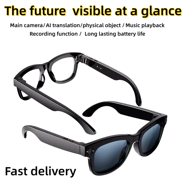 AI intelligent translation glasses simultaneous interpretation voice assistant high definition shooting outdoor sports calls anti blue light sunglasses