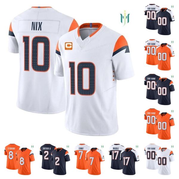 2026 Jaylen Waddle Bo Nix Jarrett Stidham Patrick Surtain II Courtland Sutton Peyton Manning John Elway men's custom football jerseys - all stitched women kids xxs-6xl