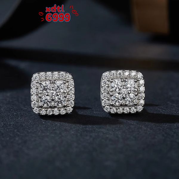 TARIFF NO Fine Jewelry Screw Back Earring 925 Sterling Silver Full Pave Round Moissanite Stud Earrings for Women Men