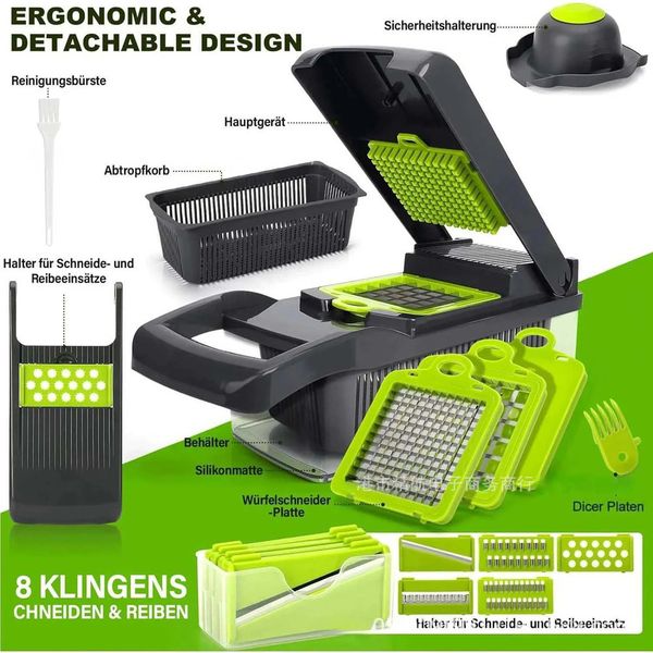 Luxury Designer Decor 14/16 In 1 Multifunctional Handle Grade Food room Chopper Vegetable Slicer Cutting Kitchen Project Cocoa Decoration Fo 001