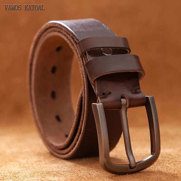 Top Cow genuine leather belts for men er high quality fashion style vintage brown cowboy male belt