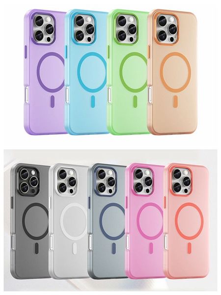 16E Magnetic Wireless Charging Cases For Iphone 17 Air 16 Plus 15 14 13 Pro Max Samsung S25 S24 FE Ultra Hybrid Hit Color Crystal 2.0MM Soft TPU Matte