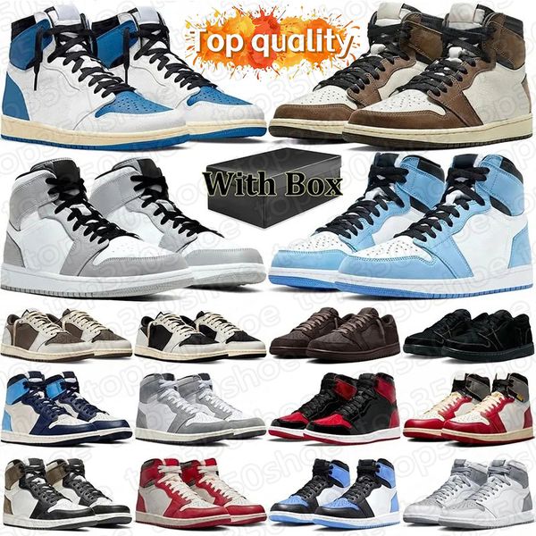 top aaa+ free shipping high travis 1 1s shoes mens trainers travi Panda University Blue Dark Mocha Hyper Royal traviscots top lows outdoor sports sneakers with box