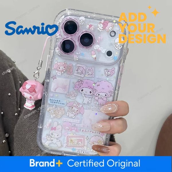 Little Flower Dropping Gel Meileti Phone Case For Iphone 17 14 15 16 Pro Max With Bracelet Little Twin Lamb Lovely Back Cover Luxury Goods