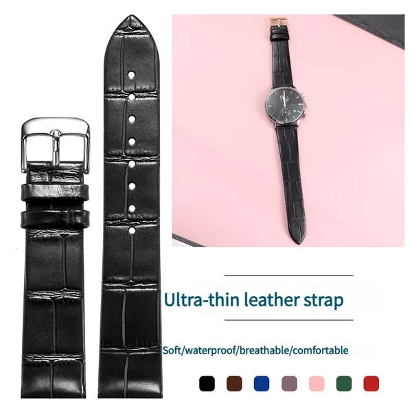 Ultrathin Soft Leather Strap 182022mm Universal Men Women Watchband High Quality Cowhide Wristbelt Sport Bracelet Accessory 260403