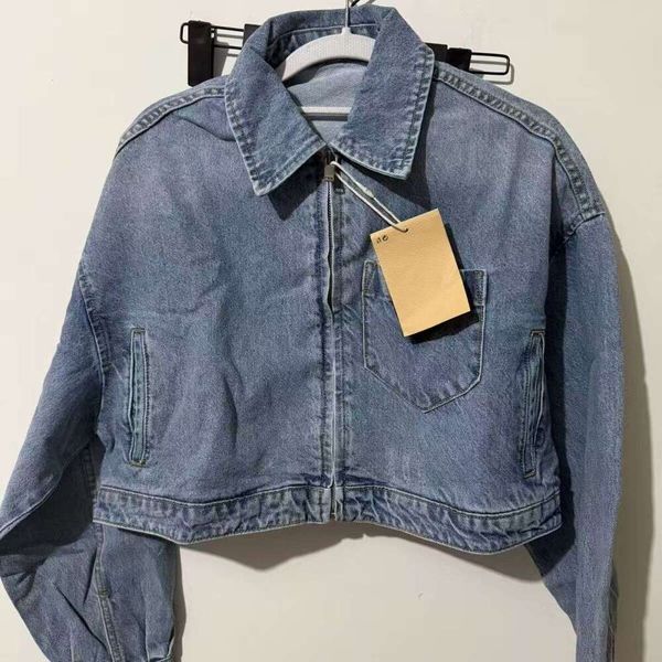 Womens Jackets Denim Jeans Coat Pocket Wash Blue Designer Womens Button Letters…