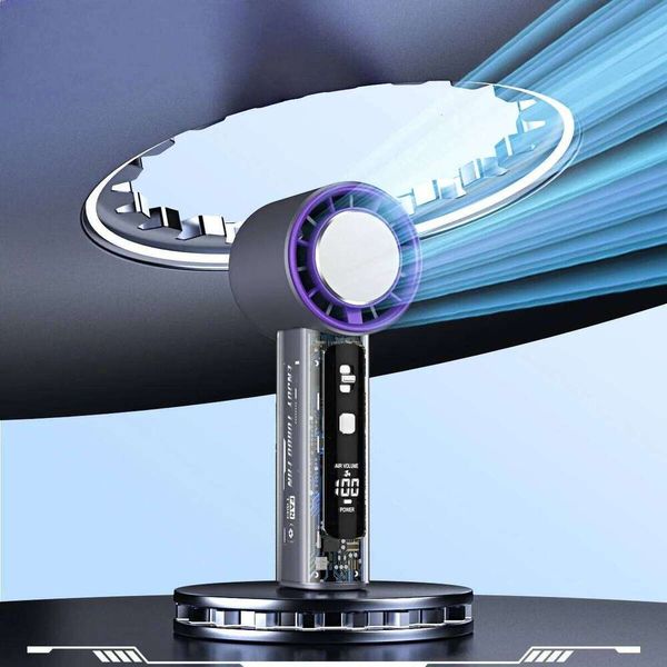 High cooling, handheld small fan, intelligent digital display, physical buttons, wind speed adjustment, mini portable