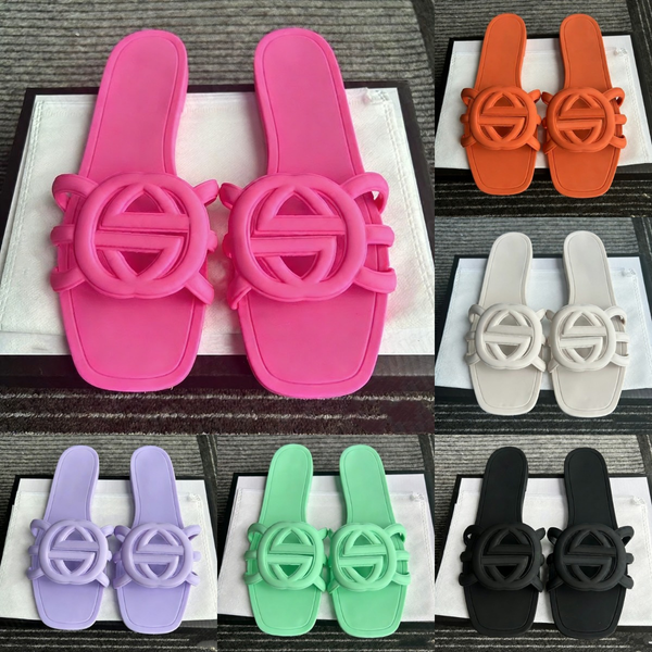 designer sandals slides flip flops Floral Slippers Rubber Slides Sandals women girls shoes Platform Slipper Flats black pink red blue gold Summer Home Beach 36-42