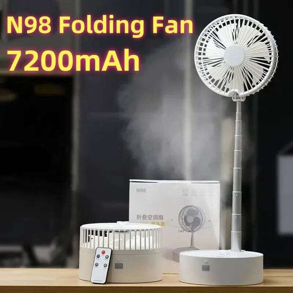 Summer Portable Floor Folding N98 Rechargeable Standing Fan USB Spray Desktop Electric Fans With LED Night Light