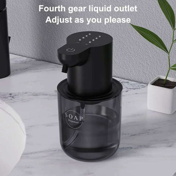 400ML Infrared Sensor Foaming Soap Dispenser, Automatic Foam/Gel Hand Soap Dispenser with 4 Gears, IPX5 Water-Resistant Adjustable Liquid Outlet, Black/Clear