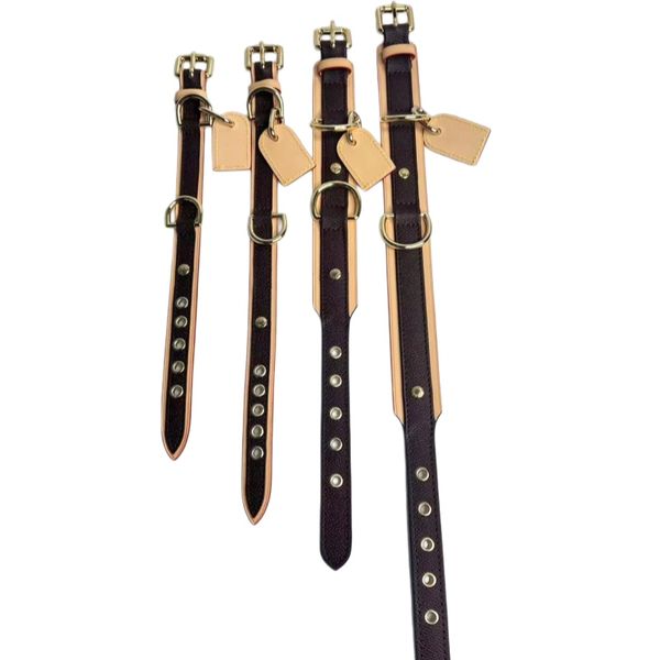 Designer Luxury Genuine Leather Dog Collar Adjustable Soft Puppy Collar With Gift Box For Small Medium Dogs 10A Wholesale