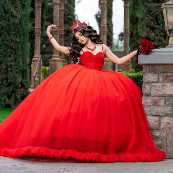 Red Shiny Ball Gown Quinceanera Dresses Beading Bow — compare prices at CompareOffers