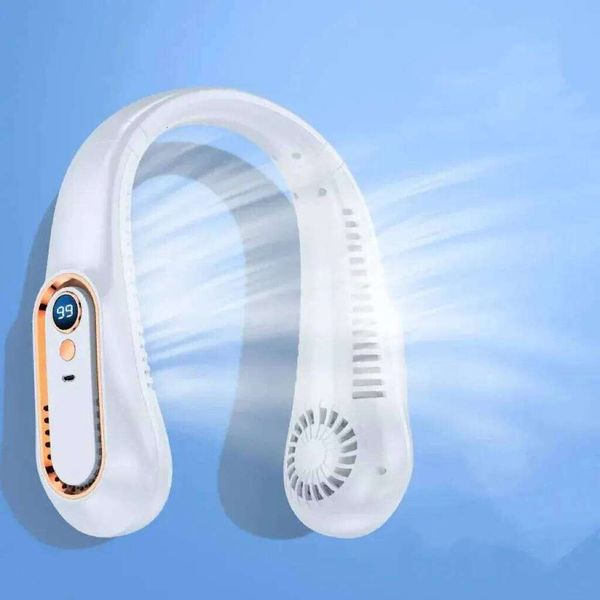 Neck Bladeless Fan Ultra Long Life Portable Lazy Silent Usb Charging For Sports Office Digital Display Power 5 Gear