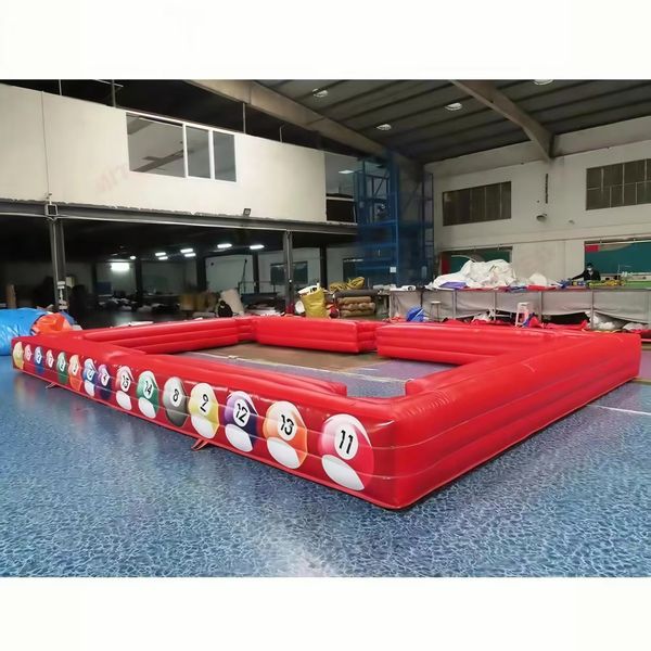 Outdoor Activities with 16balls Customized Inflatable Snooker Table air blow up Billiard Snooker pool with blower