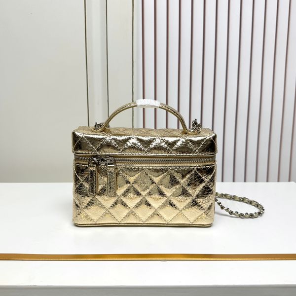 Newest 25C Bag Champagne Gold lunch box Bag Classic Designer bags Cosmetic Bag Women Purse luxury shoulder bag Caviar leather Handbag On chain Crossbody Bag 6315