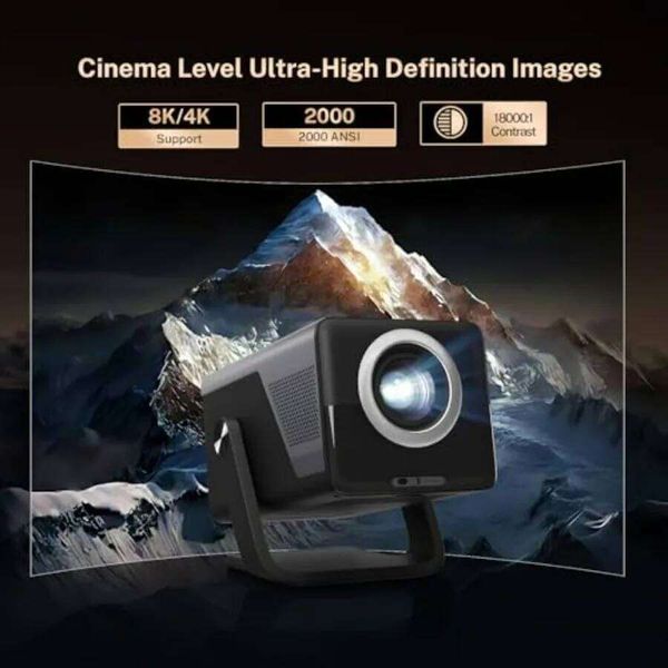 RRR 4K Support 2000 ANSI Visual Calibration X7 Native 1080P Smart Projector Android 14 OS Compatible Netflix YouTube AI Auto Foc 26W0406