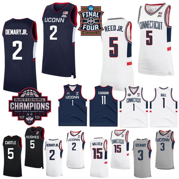 2026 Final Four 4 Patch UConn Huskies Basketball Jersey College Tarris Reed Jr. Alex Karaban Solo Ball Silas Demary Jr. Reibe Stewart Ross Bueckers Allen Hamilton