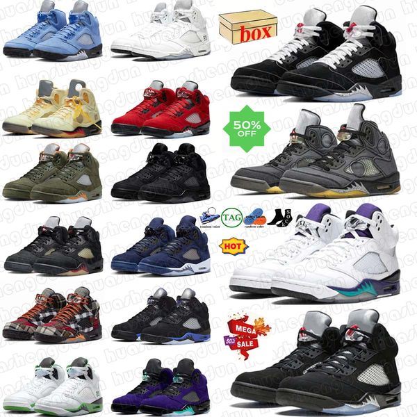 sneakers 5 basketball shoes man's 5s Wolf Grey Medium Soft Pink Fire Red Black Tongue Grape Black Metallic Reimagined T23 Fire Red Tongue University Blue Green Bean