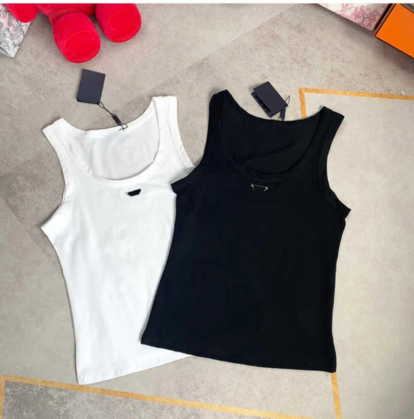 t shirt women Tops Tees Crop Top Embroidery summer Sexy Shoulder Black Tank Top Casual Sleeveless Backless Top Shirts Designer Solid Vest Cotton White tops