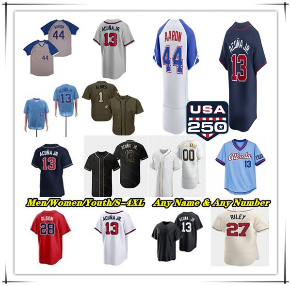 AtlantaS Jersey Braves Ronald Acuna Jr. Michael Harris II Ozzie Albies Matt Olson Austin Riley Mauricio Dubon Mike Yastrzemski Drake Baldwin Chris Sale Smith Heim 4XL