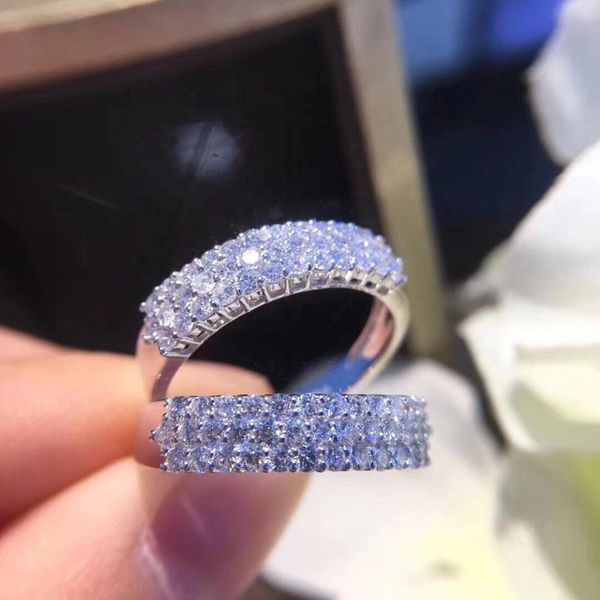 Hot-Selling Simple Pave Three-Row Zircon New Fashion Ring Hand Jewelry Manufacturer Wholesale