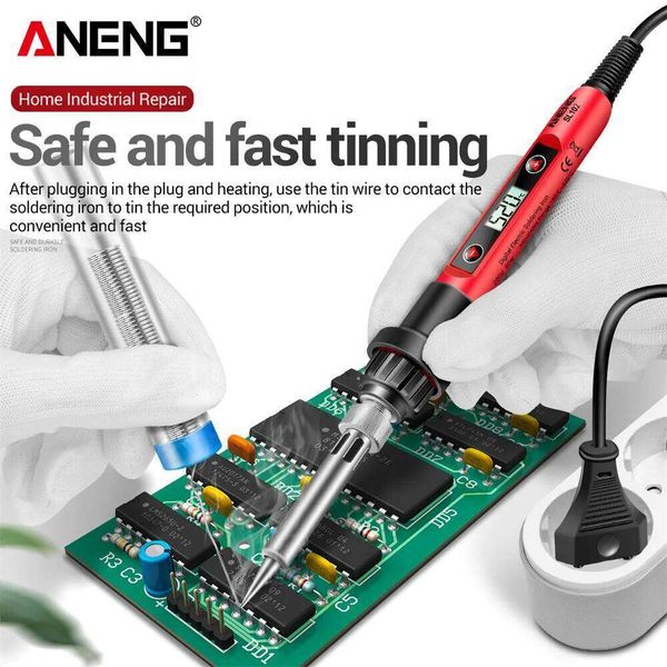 ANENG SL102 Electric Soldering Iron Adjustable Temperature 110V/220V Professional Electrocautery Welding Repair Tool US/EU Plug