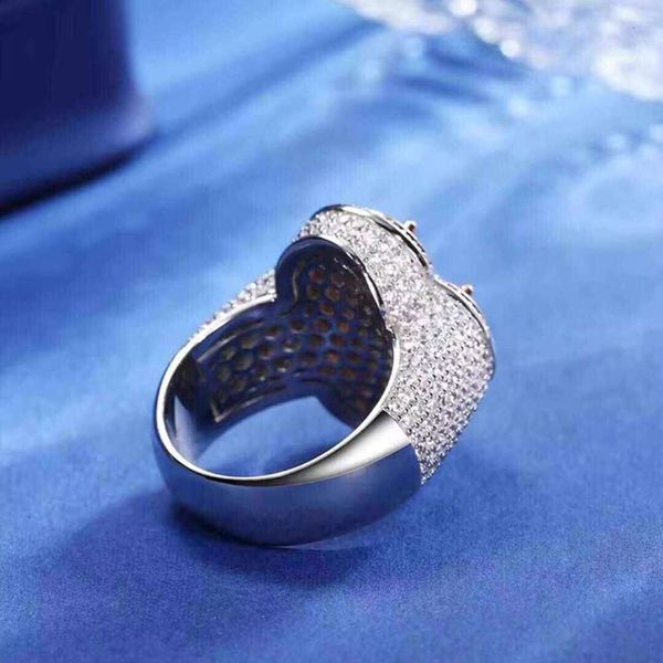 Moissanite Diamond Flower 925 Silver Pink Gemstone Luxury Engagement Wedding Ring Shiny Jewelry Gift for Women